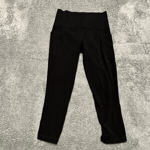 Athleta Leggings Womens XS Black Salutation Stash Pocket Cropped